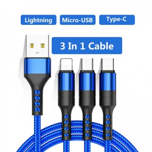 3 合 1 USB 电缆，适用于 iPhone 快速充电器 充电电缆，适用于 Micro USB 手机 C 型小米华为三星 iPad 充电器线|，|