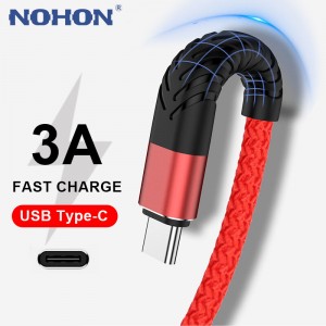1m 2m 3m USB C 型数据线适用于三星 Galaxy S20 3A 快速充电线 USB C 数据线适用于华为 P40 小米红米充电器长线