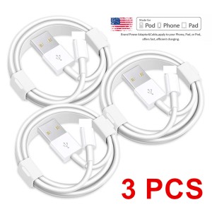 3 条适用于 iPhone 6S 6 7 8 Plus X XR XS 11 12 13 Pro Max 快速充电器线 1m 2m 3m 照明转 USB 数据线的 USB 数据充电线
